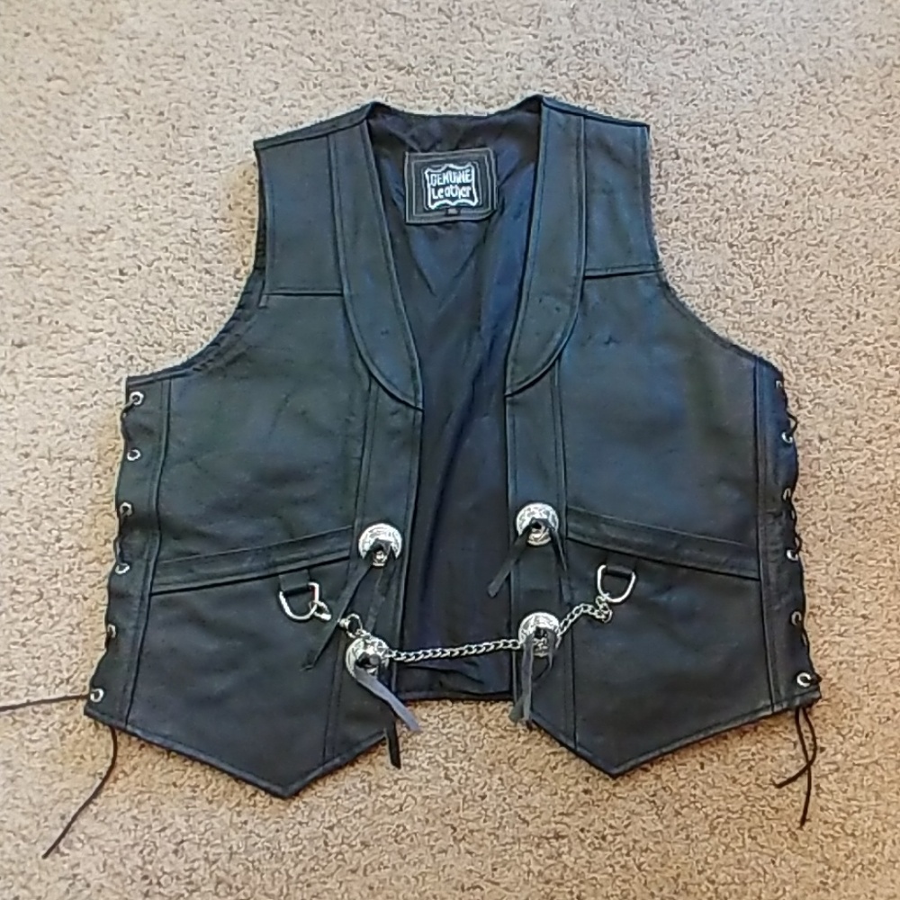 Genuine Leather Motorcycle Biker Vest Vintage